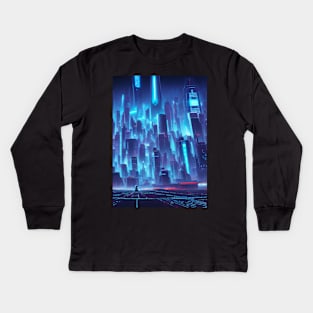 Cool Japanese Neon City Kids Long Sleeve T-Shirt